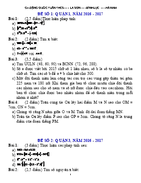 Tổng hợp đề thi kì I môn Toán 6